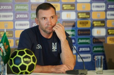 Kharkiv, Ukrayna - 21 Mayıs 2021: Ukrayna milli takımının genel müdürü Andriy Shevchenko