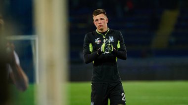 Kharkiv, Ukrayna - 23 Mayıs 2021: Anadolu Trubin. Futbol dostu maç Ukrayna Bahreyn 'e karşı