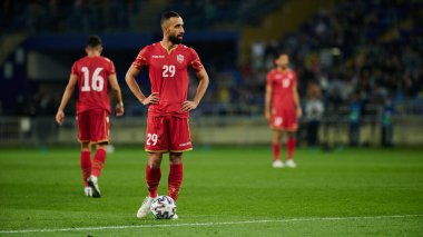 Kharkiv, Ukrayna - 23 Mayıs 2021: Mahdi Abduljabbar Darwish. Futbol dostu maç Ukrayna Bahreyn 'e karşı