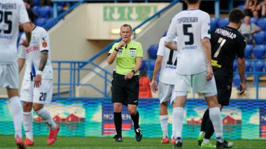 Kharkiv, Ukrayna - 29 Mayıs 2021: Ukraynalı PFL Metalisti 1925 Chornomorec 'e karşı