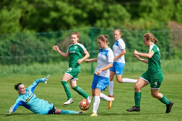 Kharkiv Ucrânia Maio 2021 Jogo Futebol Feminino Zhilstroi Karpaty São — Fotografia de Stock