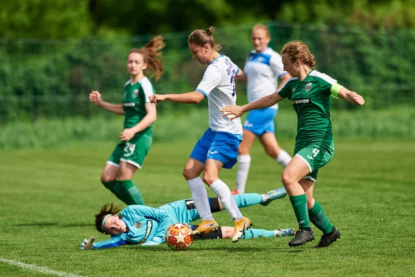 Kharkiv Ucrânia Maio 2021 Jogo Futebol Feminino Zhilstroi Karpaty São — Fotografia de Stock