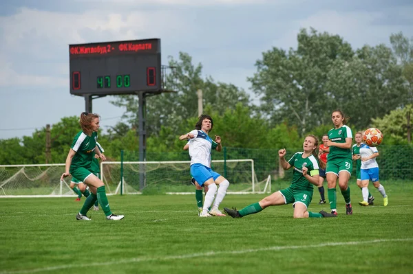 Kharkiv Ukraine Maj 2021 Mecz Piłki Nożnej Kobiet Zhilstroi Karpaty — Zdjęcie stockowe