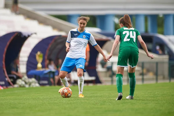 Kharkiv Ucraina Maggio 2021 Partita Calcio Femminile Zhilstroi Contro Karpaty — Foto Stock