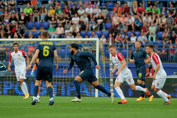 Kharkiv Ucrânia Maio 2021 Jogo Futebol Ucraniana Pfl Metal Krivbass — Fotografia de Stock