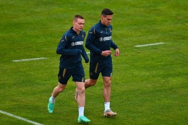 Kharkiv, Ukrayna - 2 Haziran 2021: Kuzey İrlanda maçından önce Ukrayna milli takımının açık antrenmanı.