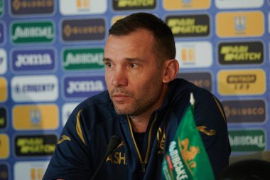 Kharkiv, Ukrayna - 6 Haziran 2021: Ukrayna milli takımının genel müdürü Andriy Shevchenko