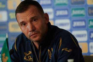 Kharkiv, Ukrayna - 6 Haziran 2021: Ukrayna milli takımının genel müdürü Andriy Shevchenko