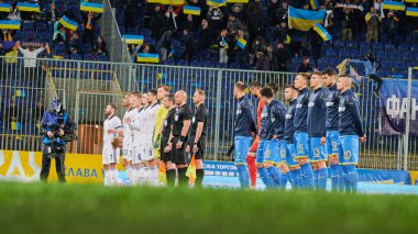 KYIV, UKRAINE - 28 Mart 2021: Ukrayna Kıbrıs 'a karşı futbol maçı 