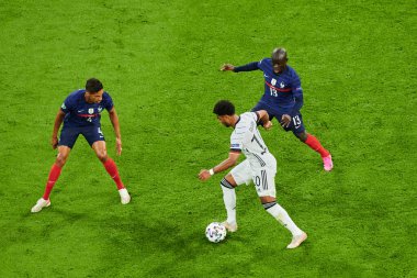 Münih, Almanya - 15 Haziran 2021: EURO 2020. Fransa Almanya 'ya karşı futbol maçı