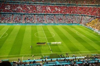 MUNICH, Almanya - 15 HAZİRAN 2021 Allianz Arena. EURO 2020. Fransa Almanya 'ya karşı futbol maçı