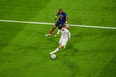 Münih, Almanya - 15 Haziran 2021: EURO 2020. Fransa Almanya 'ya karşı futbol maçı