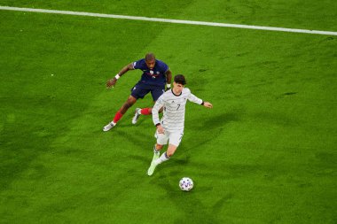 Münih, Almanya - 15 Haziran 2021: EURO 2020. Fransa Almanya 'ya karşı futbol maçı