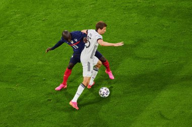 Münih, Almanya - 15 Haziran 2021: EURO 2020. Fransa Almanya 'ya karşı futbol maçı