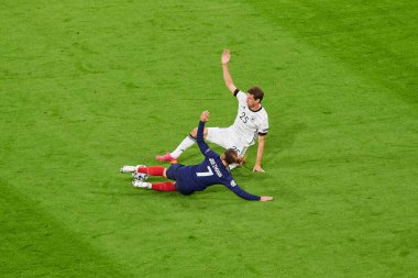 Münih, Almanya - 15 Haziran 2021: EURO 2020. Fransa Almanya 'ya karşı futbol maçı