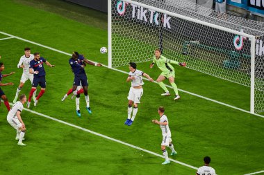 Münih, Almanya - 15 Haziran 2021: EURO 2020. Fransa Almanya 'ya karşı futbol maçı