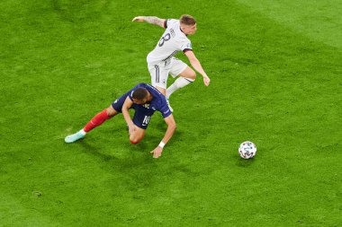 Münih, Almanya - 15 Haziran 2021: EURO 2020. Fransa Almanya 'ya karşı futbol maçı