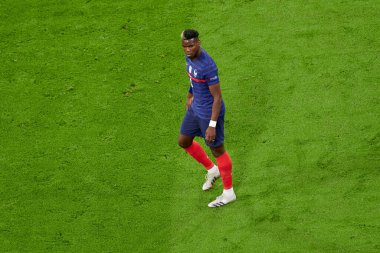 Münih, Almanya - 15 Haziran 2021: EURO 2020. Paul Pogba (6) Fransa Almanya 'ya karşı futbol maçı