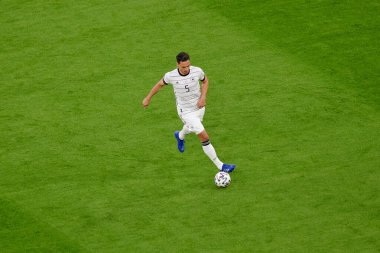 MUNICH, Almanya - 15 Haziran 2021: Mats Hummels (5) EURO 2020. Fransa Almanya 'ya karşı futbol maçı
