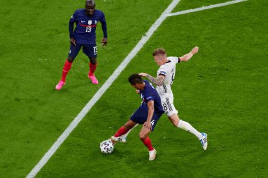 MUNICH, Almanya - 15 Haziran 2021: Toni Kroos (8) EURO 2020. Fransa Almanya 'ya karşı futbol maçı