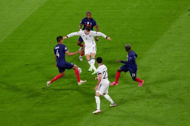 Münih, Almanya - 15 Haziran 2021: EURO 2020. Fransa Almanya 'ya karşı futbol maçı