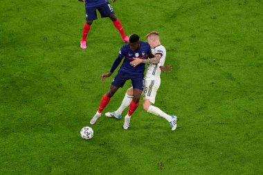 Münih, Almanya - 15 Haziran 2021: EURO 2020. Fransa Almanya 'ya karşı futbol maçı