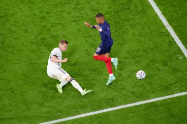 Münih, Almanya - 15 Haziran 2021: EURO 2020. Fransa Almanya 'ya karşı futbol maçı