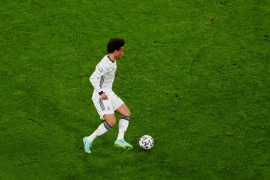 MUNICH, Almanya - 15 Haziran 2021: Leroy Sane (19) EURO 2020. Fransa Almanya 'ya karşı futbol maçı