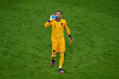 AMSTERDAM, NETHERLANDS - 17 Haziran 2021: Maarten Stekelenburg (1). EURO 2020. Avusturya-Hollanda futbol karşılaşması