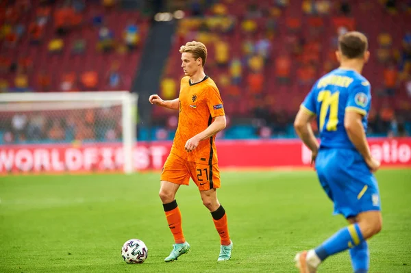 Amsterdam Nederland Juni 2021 Frenkie Jong Euro 2020 Voetbalwedstrijd Oekraïne — Stockfoto
