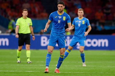 AMSTERDAM, NETHERLANDS - 13 Haziran 2021: Roman Yaremchuk (9). EURO 2020. Ukrayna, Hollanda 'ya karşı.