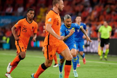 AMSTERDAM, NETHERLANDS - 13 Haziran 2021: Marlos (11), EURO 2020. Ukrayna, Hollanda 'ya karşı.