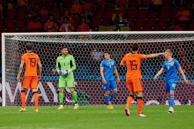AMSTERDAM, NETHERLANDS - 13 Haziran 2021: Georgiy Bushchan (1), EURO 2020. Ukrayna, Hollanda 'ya karşı.