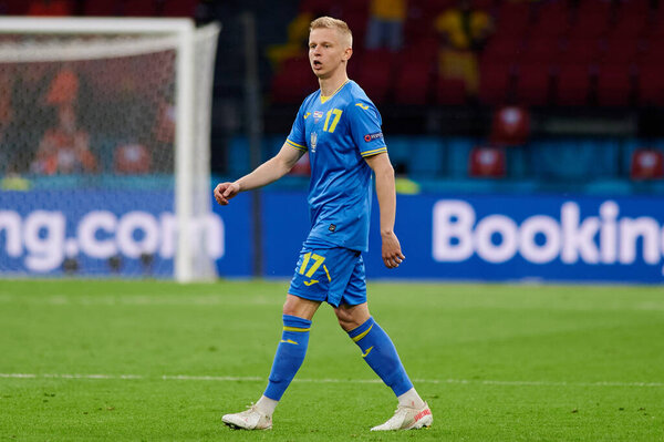 AMSTERDAM, NETHERLANDS - JUNE 13, 2021: Oleksandr Zinchenko (17). EURO 2020. The football match Ukraine vs Netherlands