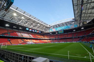 AMSTERDAM, NETHERLANDS - 17 Haziran 2021: Johan Cruijff Arena (Amsterdam Arena). EURO 2020. Avusturya-Hollanda futbol karşılaşması