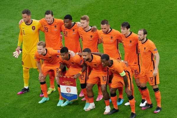 Amsterdão Países Baixos Junho 2021 Fotografia Equipa Holanda Euro 2020 — Fotografia de Stock