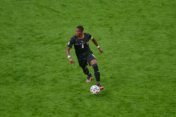 AMSTERDAM, NETHERLANDS - 17 Haziran 2021: David Alaba (8). EURO 2020. Hollanda ile Avusturya arasındaki futbol maçı