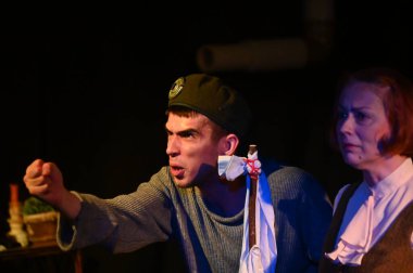 KHARKIV, UKRAINE - 27 Haziran 2021: Theatre Post Scriptum. Gelver 'ın Gecesi 