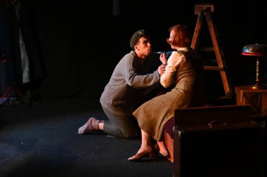 KHARKIV, UKRAINE - 27 Haziran 2021: Theatre Post Scriptum. Gelver 'ın Gecesi 