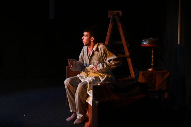 KHARKIV, UKRAINE - 27 Haziran 2021: Theatre Post Scriptum. Gelver 'ın Gecesi 