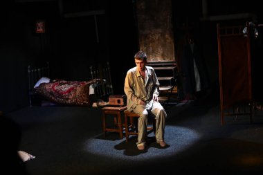 KHARKIV, UKRAINE - 27 Haziran 2021: Theatre Post Scriptum. Gelver 'ın Gecesi 