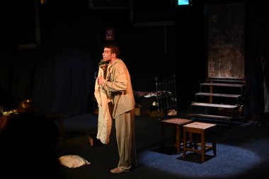 KHARKIV, UKRAINE - 27 Haziran 2021: Theatre Post Scriptum. Gelver 'ın Gecesi 