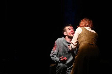 KHARKIV, UKRAINE - 27 Haziran 2021: Theatre Post Scriptum. Gelver 'ın Gecesi 