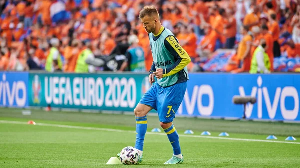 Amsterdam Nederländerna Juni 2021 Andriy Yarmolenko Euro 2020 Fotbollsmatchen Ukraina — Stockfoto