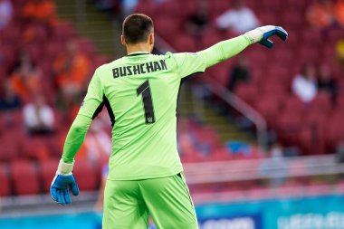 AMSTERDAM, NETHERLANDS - 13 Haziran 2021: Georgiy Bushchan (1), EURO 2020. Ukrayna, Hollanda 'ya karşı.