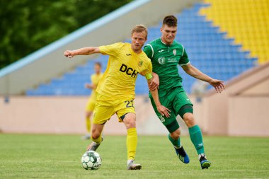 KHARKIV, UKRAINE - 6 Temmuz 2021: Sezon öncesi futbol maçı FC Metallist - FC Kvadro