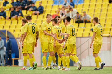 KHARKIV, UKRAINE - 6 Temmuz 2021: Sezon öncesi futbol maçı FC Metallist - FC Kvadro