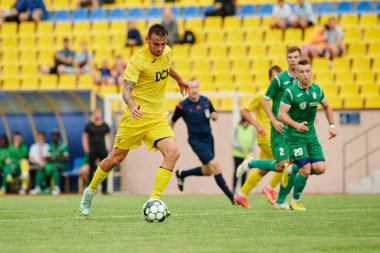 KHARKIV, UKRAINE - 6 Temmuz 2021: Sezon öncesi futbol maçı FC Metallist - FC Kvadro