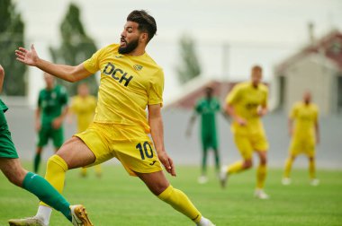 KHARKIV, UKRAINE - 6 Temmuz 2021: Fares Bahlouli. Sezon öncesi futbol maçı FC Metalisti - FC Kvadro