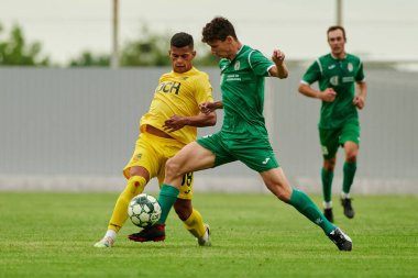 KHARKIV, UKRAINE - 6 Temmuz 2021: Sezon öncesi futbol maçı FC Metalisti - FC Kvadro
